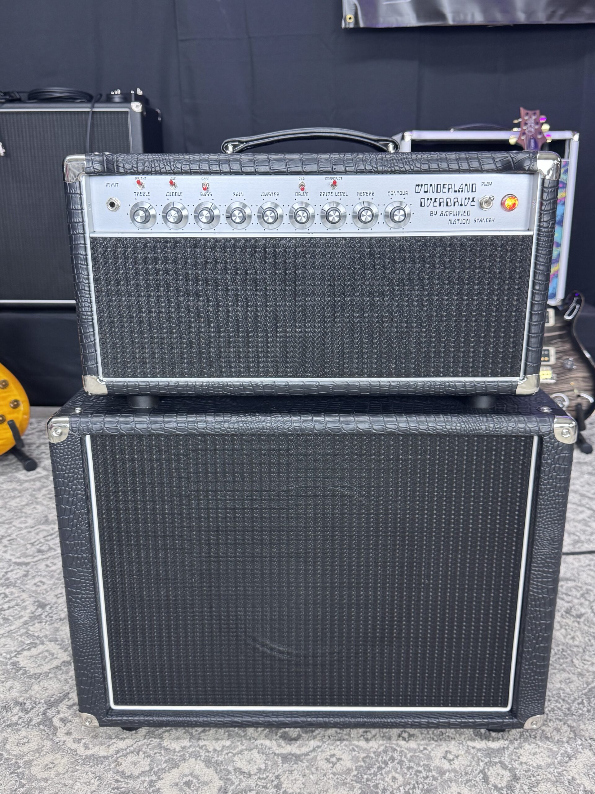 (In Stock) 50w Wonderland Overdrive Tube Rec & 1x12 Cabinet - Black Croc w/ Black Cloth