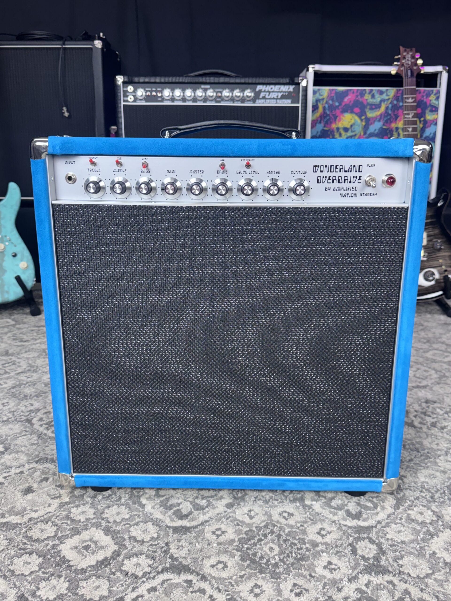 (In Stock) 50w Wonderland Overdrive Combo - Dual5Tube Rectified - Turquoise Suede / Black Sparkle